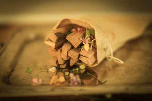 WYLDE GOLD | WYLDE cedar stick bundle on a silver platter