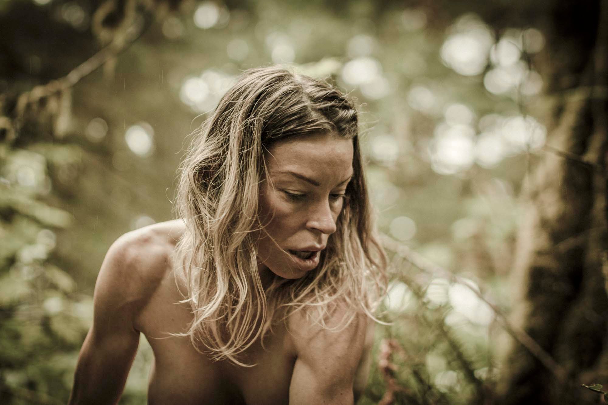 Amy Lynn Grover with long blonde hair in the Woods