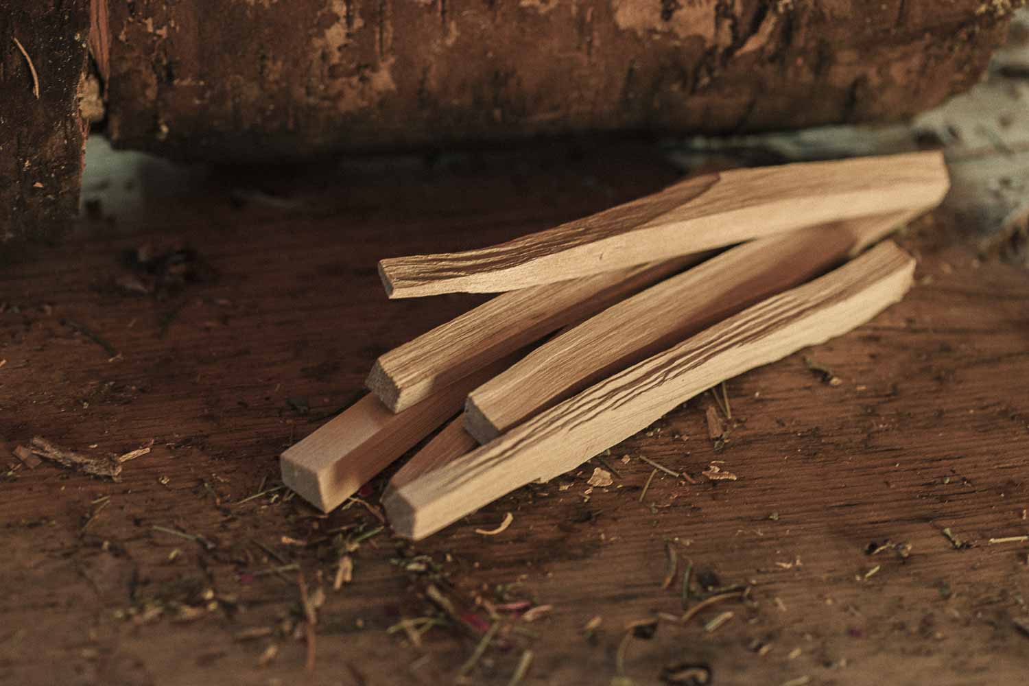Wooden sticks on a rustic wooden surface